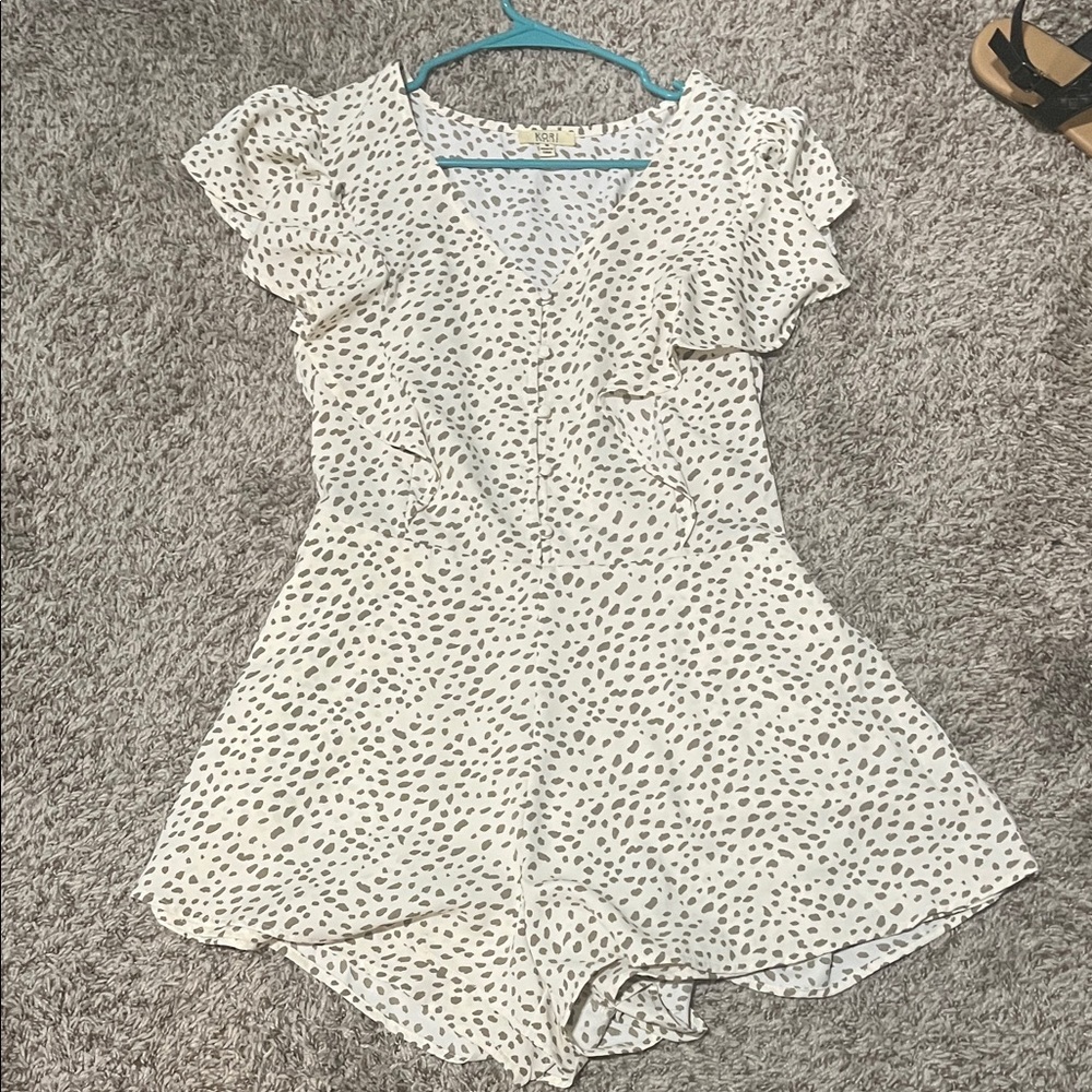 Kori White and Black Polka Dot Romper